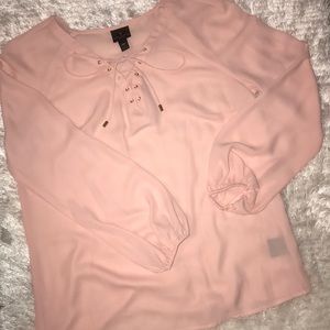 Pink Lace-Up-Front Blouse💓